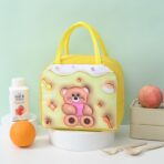 Geantă Frigorifică, Embo, cu Desene Animate 3D, Portabilă pentru Copii, de Prânz, din Pânză Oxford, 23x13x19 cm, Model Ursulet, Galben - imagine 10