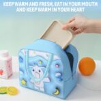 Geantă Frigorifică, Embo, cu Desene Animate 3D, Portabilă pentru Copii, de Prânz, din Pânză Oxford, 23x13x19 cm, Model Elefantel, Albastru - imagine 4