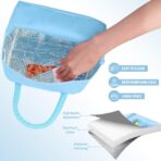 Geantă Frigorifică, Embo, cu Desene Animate 3D, Portabilă pentru Copii, de Prânz, din Pânză Oxford, 23x13x19 cm, Model Elefantel, Albastru - imagine 6