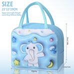 Geantă Frigorifică, Embo, cu Desene Animate 3D, Portabilă pentru Copii, de Prânz, din Pânză Oxford, 23x13x19 cm, Model Elefantel, Albastru - imagine 8