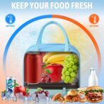 Geantă Frigorifică, Embo, cu Desene Animate 3D, Portabilă pentru Copii, de Prânz, din Pânză Oxford, 23x13x19 cm, Model Elefantel, Albastru - imagine 9