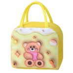 Geantă Frigorifică, Embo, cu Desene Animate 3D, Portabilă pentru Copii, de Prânz, din Pânză Oxford, 23x13x19 cm, Model Ursulet, Galben