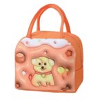 Geantă Frigorifică, Embo, cu Desene Animate 3D, Portabilă pentru Copii, de Prânz, din Pânză Oxford, 23x13x19 cm, Model Catelus, Maro