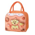 Geantă Frigorifică, Embo, cu Desene Animate 3D, Portabilă pentru Copii, de Prânz, din Pânză Oxford, 23x13x19 cm, Model Catelus, Maro
