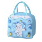 Geantă Frigorifică, Embo, cu Desene Animate 3D, Portabilă pentru Copii, de Prânz, din Pânză Oxford, 23x13x19 cm, Model Elefantel, Albastru