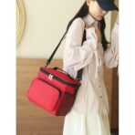 Geanta pentru Pranz, Embo, Multifunctionala, Compartimentata, 2 Tipuri de Manere, Impermeabila, 26x24x17 cm, Rosu - imagine 4