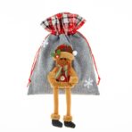 Sac din textil pentru cadouri de Craciun, Embo, Model Ren, 30x25 cm, Gri - imagine 6