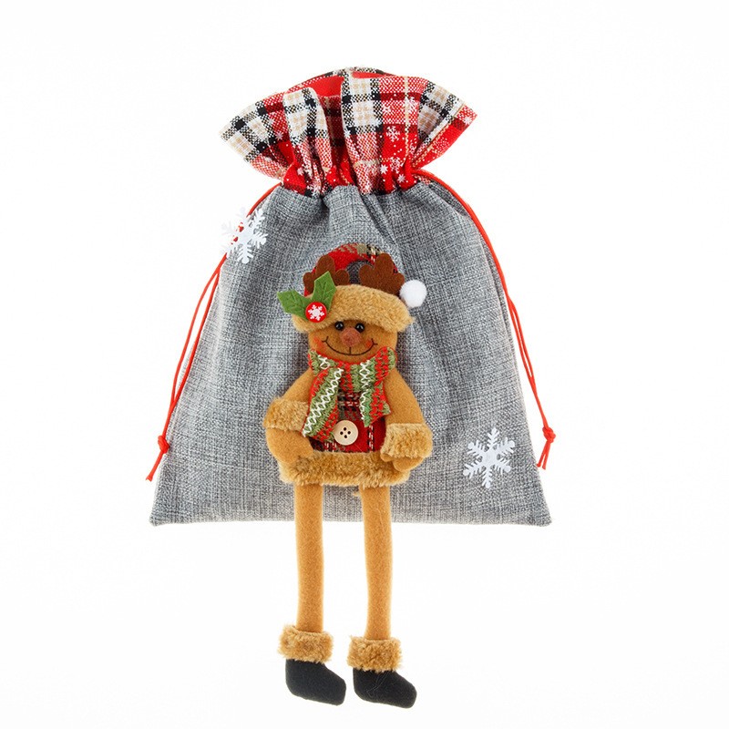 geanta-sac-de-craciun-ren-gri-cu-rosu-in-carouri-30x25-cm-636ef5b815430 Sac din textil pentru cadouri de Craciun, Embo, Model Ren, 30x25 cm, Gri - imagine 6