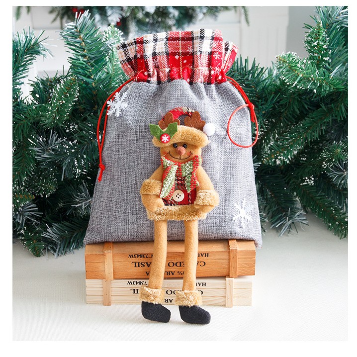 geanta-sac-de-craciun-ren-gri-cu-rosu-in-carouri-30x25-cm-main-636ef2e39be18 Sac din textil pentru cadouri de Craciun, Embo, Model Ren, 30x25 cm, Gri - imagine 4