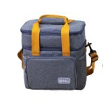 Geanta Termica, Embo, 2 Compartimente Separate, Multifunctionala, Impermeabila, Manere si Curea de Umar, 25.5x18x30 cm, Gri