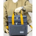 Geanta Termica, Embo, 2 Compartimente Separate, Multifunctionala, Impermeabila, Manere si Curea de Umar, 25.5x18x30 cm, Gri - imagine 4