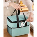 Geanta Termica Embo pentru Pranz, Compartimente Telefon si Tacamuri, Multifunctionala, Impermeabila, 24x18x21 cm, Verde - imagine 4