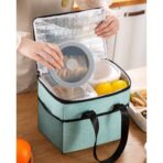 Geanta Termica Embo pentru Pranz, Compartimente Telefon si Tacamuri, Multifunctionala, Impermeabila, 24x18x21 cm, Verde - imagine 5