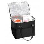 Geanta Termica Embo pentru Pranz, Compartimente Telefon si Tacamuri, Multifunctionala, Impermeabila, 24x18x21 cm, Negru - imagine 6