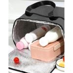 Geanta Termica Embo pentru Pranz, Compartimente Telefon si Tacamuri, Multifunctionala, Impermeabila, 24x18x21 cm, Negru - imagine 7