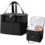 Geanta Termica Embo pentru Pranz, Compartimente Telefon si Tacamuri, Multifunctionala, Impermeabila, 24x18x21 cm, Negru - imagine 8