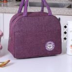 Geanta Termica pentru Pranz, Embo, Multifunctionala, Compartimentata, Impermeabila, cu Manere, Buzunar Exterior, 22x14x19 cm, Mov - imagine 5