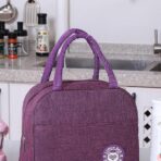 Geanta Termica pentru Pranz, Embo, Multifunctionala, Compartimentata, Impermeabila, cu Manere, Buzunar Exterior, 22x14x19 cm, Mov - imagine 6