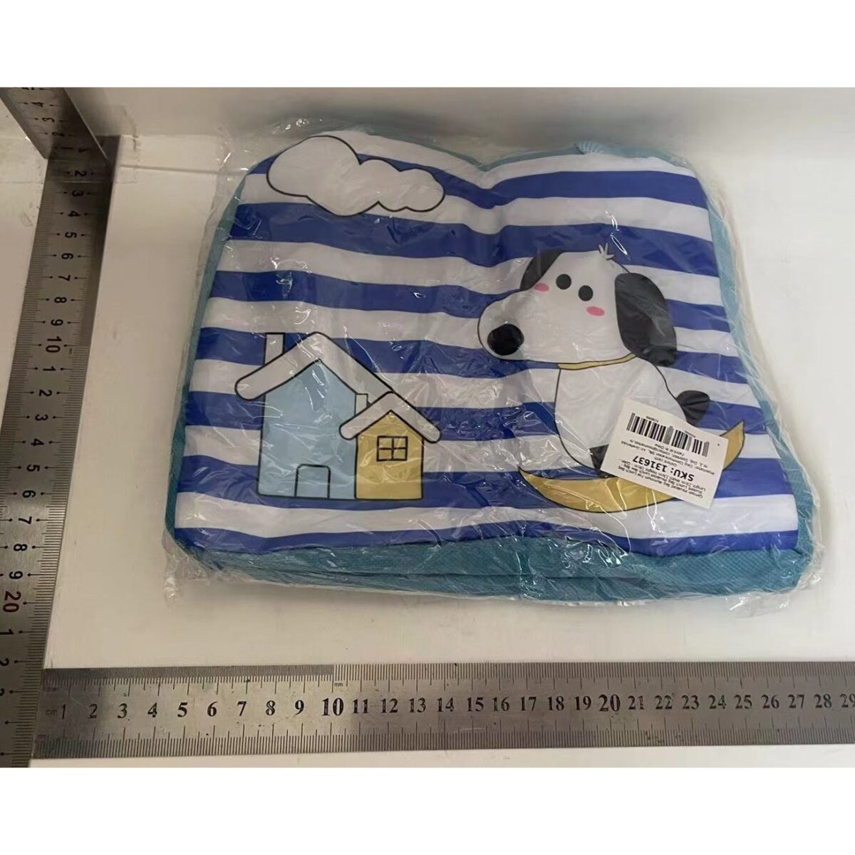 Geanta Termoizolanta pentru Copii, Embo, 23x13x19 cm, Model Imprimeu Catel, din Folie de Aluminiu si Panza Oxford, Albastru/Alb - imagine 2