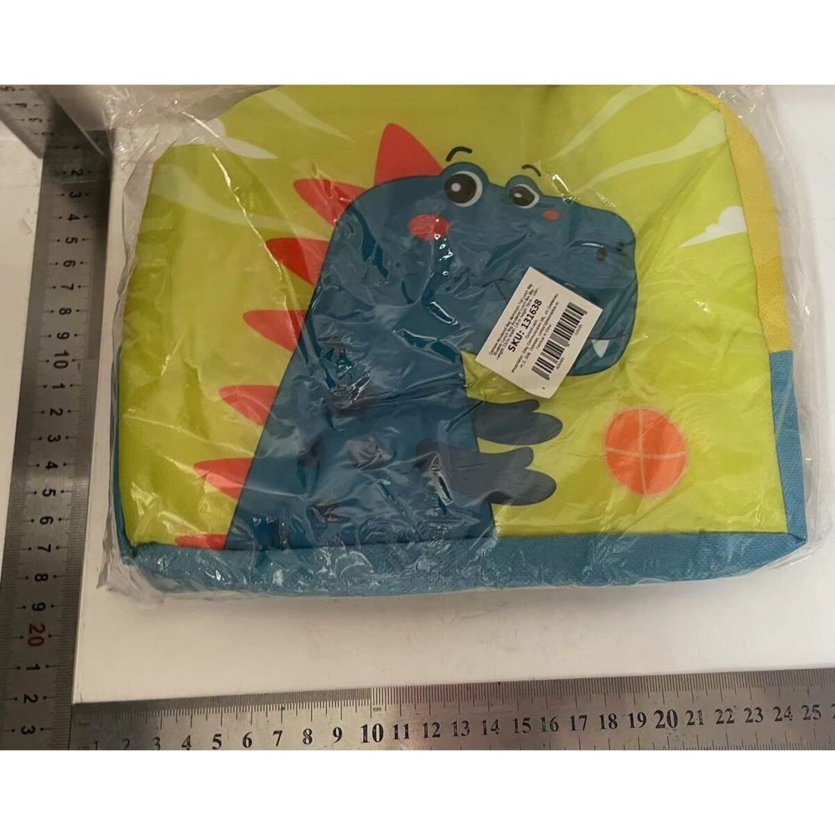 Geanta Termoizolanta pentru Copii, Embo, 23x13x19 cm, Model Imprimeu Dinozaur, din Folie de Aluminiu si Panza Oxford, Albastru/Galben - imagine 2