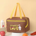 Geanta Termo-Izolanta, Embo, Compartimente Telefon si Tacamuri, Multifunctionala, Impermeabila, 30x21x20 cm, Design Iepuras, Maro - imagine 3