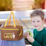 Geanta Termo-Izolanta, Embo, Compartimente Telefon si Tacamuri, Multifunctionala, Impermeabila, 30x21x20 cm, Design Iepuras, Maro - imagine 4