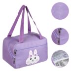 Geanta Termo-Izolanta, Embo, Compartimente Telefon si Tacamuri, Multifunctionala, Impermeabila, 30x21x20 cm, Design Iepuras, Mov - imagine 3