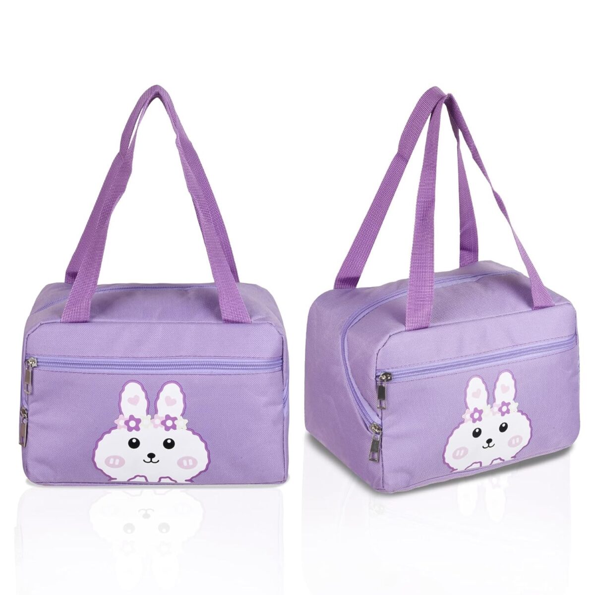 Geanta Termo-Izolanta, Embo, Compartimente Telefon si Tacamuri, Multifunctionala, Impermeabila, 30x21x20 cm, Design Iepuras, Mov - imagine 4