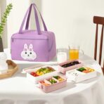 Geanta Termo-Izolanta, Embo, Compartimente Telefon si Tacamuri, Multifunctionala, Impermeabila, 30x21x20 cm, Design Iepuras, Mov - imagine 5