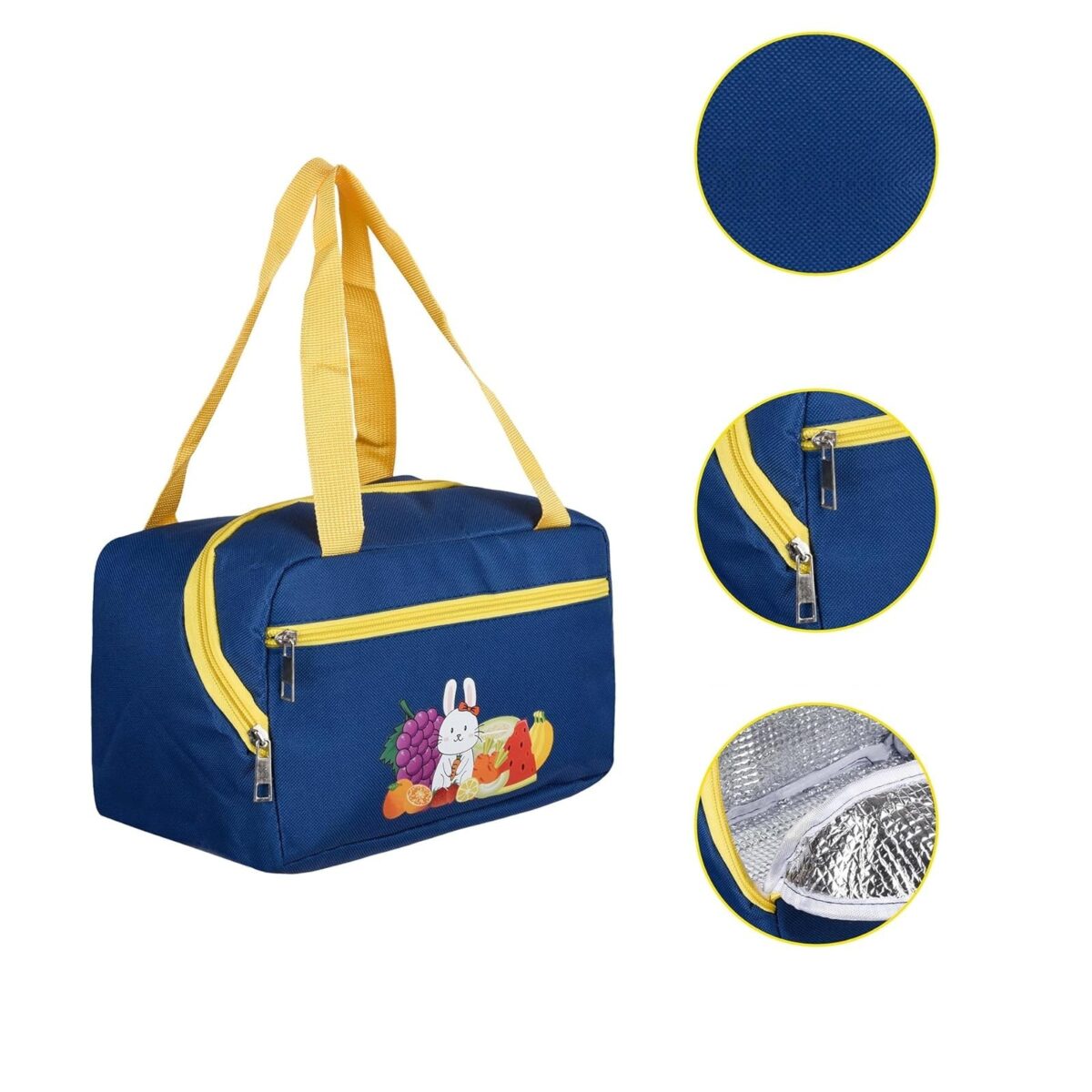 Geanta Termo-Izolanta, Embo, Compartimente Telefon si Tacamuri, Multifunctionala, Impermeabila, 30x21x20 cm, Design Iepuras, Albastru - imagine 2