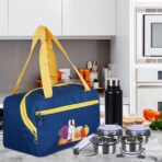 Geanta Termo-Izolanta, Embo, Compartimente Telefon si Tacamuri, Multifunctionala, Impermeabila, 30x21x20 cm, Design Iepuras, Albastru - imagine 4