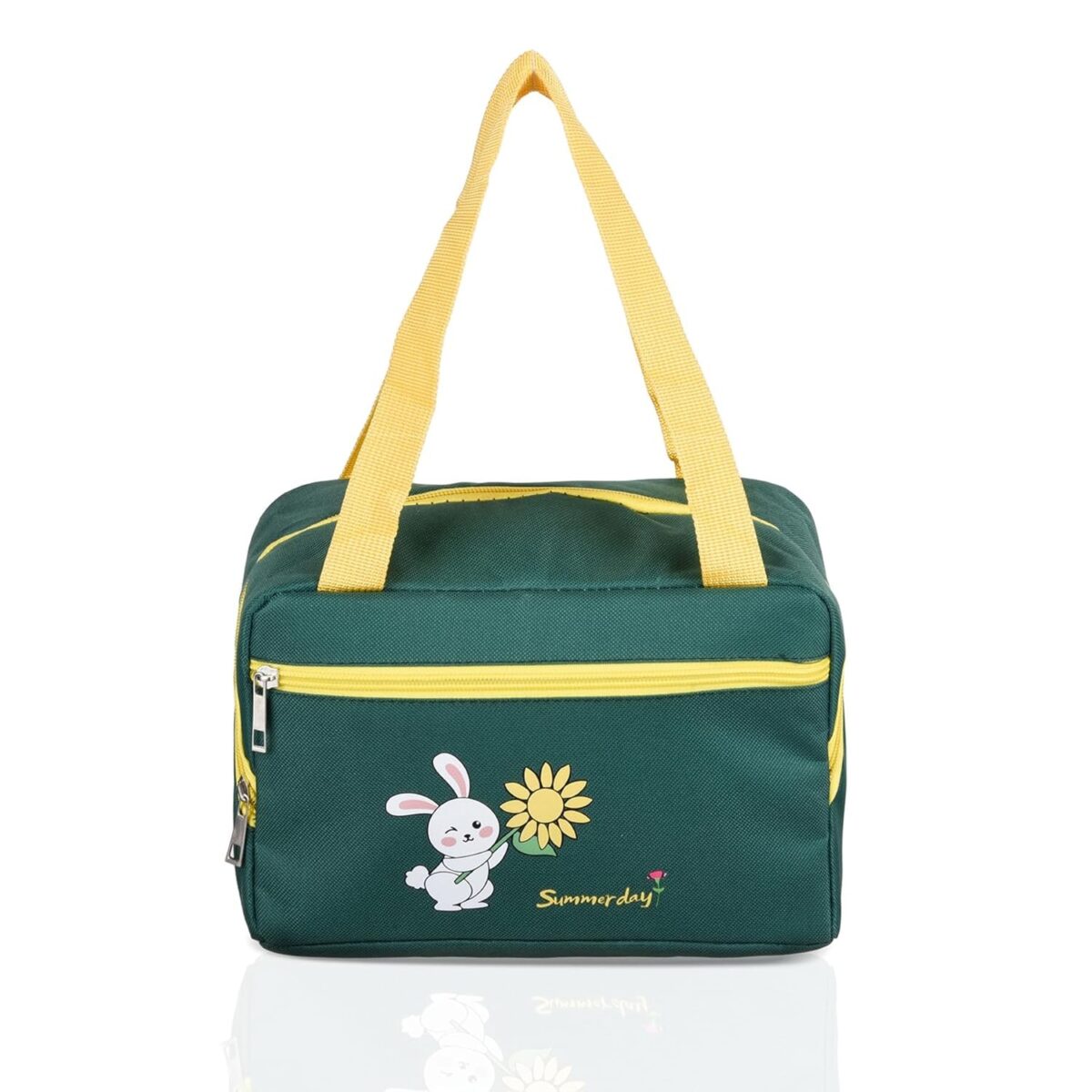 Geanta Termo-Izolanta, Embo, Compartimente Telefon si Tacamuri, Multifunctionala, Impermeabila, 30x21x20 cm, Design Iepuras, Verde - imagine 2