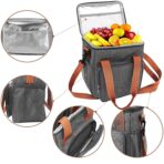 Geanta Termo-Izolanta, Embo, Multifunctionala, 1 Compartiment Principal, 1 Buzunar Lateral Exterior, Impermeabila, Manere si Bretea de Umar, 25x22x15 cm, Gri - imagine 2