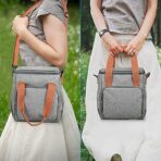 Geanta Termo-Izolanta, Embo, Multifunctionala, 1 Compartiment Principal, 1 Buzunar Lateral Exterior, Impermeabila, Manere si Bretea de Umar, 25x22x15 cm, Gri - imagine 3