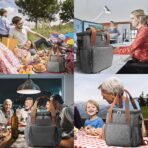 Geanta Termo-Izolanta, Embo, Multifunctionala, 1 Compartiment Principal, 1 Buzunar Lateral Exterior, Impermeabila, Manere si Bretea de Umar, 25x22x15 cm, Gri - imagine 4