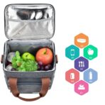 Geanta Termo-Izolanta, Embo, Multifunctionala, 1 Compartiment Principal, 1 Buzunar Lateral Exterior, Impermeabila, Manere si Bretea de Umar, 25x22x15 cm, Gri - imagine 5