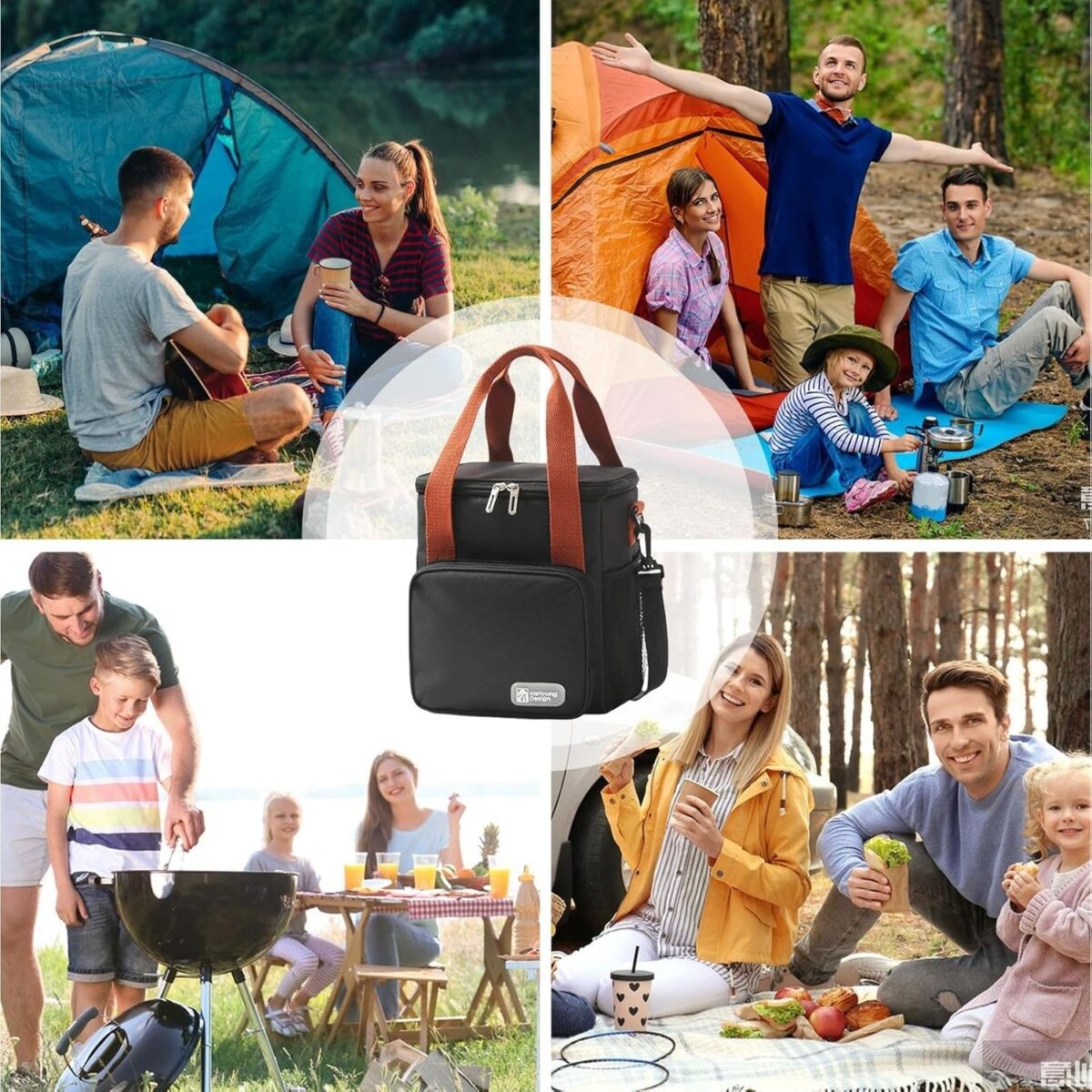 Geanta Termo-Izolanta, Embo, Multifunctionala, 1 Compartiment Principal, 1 Buzunar Lateral Exterior, Impermeabila, Manere si Bretea de Umar, 25x22x15 cm, Negru - imagine 2