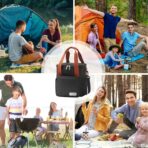 Geanta Termo-Izolanta, Embo, Multifunctionala, 1 Compartiment Principal, 1 Buzunar Lateral Exterior, Impermeabila, Manere si Bretea de Umar, 25x22x15 cm, Negru - imagine 2