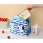 Geanta Termoizolanta pentru Copii, Embo, 23x13x19 cm, Model Imprimeu Catel, din Folie de Aluminiu si Panza Oxford, Albastru/Alb - imagine 9