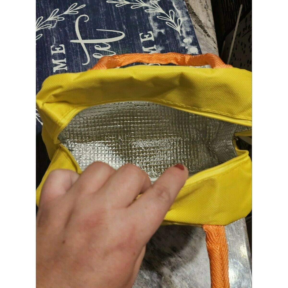 Geanta Termoizolanta pentru Copii, Embo, 23x13x19 cm, Model Imprimeu Dinozaur, din Folie de Aluminiu si Panza Oxford, Albastru/Galben - imagine 4