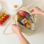 Geanta Termoizolanta pentru Copii, Embo, 23x13x19 cm, Model Imprimeu Foca, din Folie de Aluminiu si Panza Oxford, Galben/Portocaliu - imagine 3