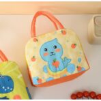 Geanta Termoizolanta pentru Copii, Embo, 23x13x19 cm, Model Imprimeu Foca, din Folie de Aluminiu si Panza Oxford, Galben/Portocaliu - imagine 4