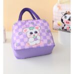 Geanta Termoizolanta pentru Copii, Embo, 23x13x19 cm, Model Imprimeu Iepuras, din Folie de Aluminiu si Panza Oxford, Mov - imagine 4