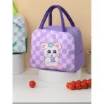 Geanta Termoizolanta pentru Copii, Embo, 23x13x19 cm, Model Imprimeu Iepuras, din Folie de Aluminiu si Panza Oxford, Mov - imagine 5