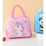 Geanta Termoizolanta pentru Copii, Embo, 23x13x19 cm, Model Imprimeu Unicorn, din Folie de Aluminiu si Panza Oxford, Roz - imagine 7