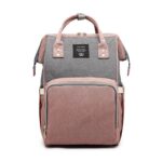 Rucsac Multifunctional pentru Mamici, Embo, din Panza Oxford, Compartimentare Multipla, Impermeabil, 43 x 18 x 26 cm, Roz/Gri