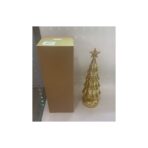 Decoratiune de Craciun, Embo, Model Brad cu Stea, din Sticla, Lumini, Baterii 3 AA, 31.5 x 9 cm, Auriu - imagine 5