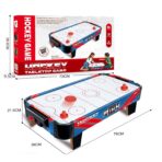Masa Air Hockey Graffiti cu Picioare Scurte, Embo, PVC, 2 Pucuri, Tabela Scor, 2 Impingatoare, 76x38x21.5 cm, Albastru - imagine 2