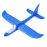 Avion planor din polistiren in punga , lungime 47 cm, cu lumini pe toata lungimea, Albastru , Embo