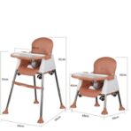 Scaun de Masa Pliabil 3in1, Embo, Reglabil, Multifunctional, 3 Pozitii, Masuta si Husa Detasabile, Roti, Centura de Siguranta, Ajustare Inaltime, Maro - imagine 7